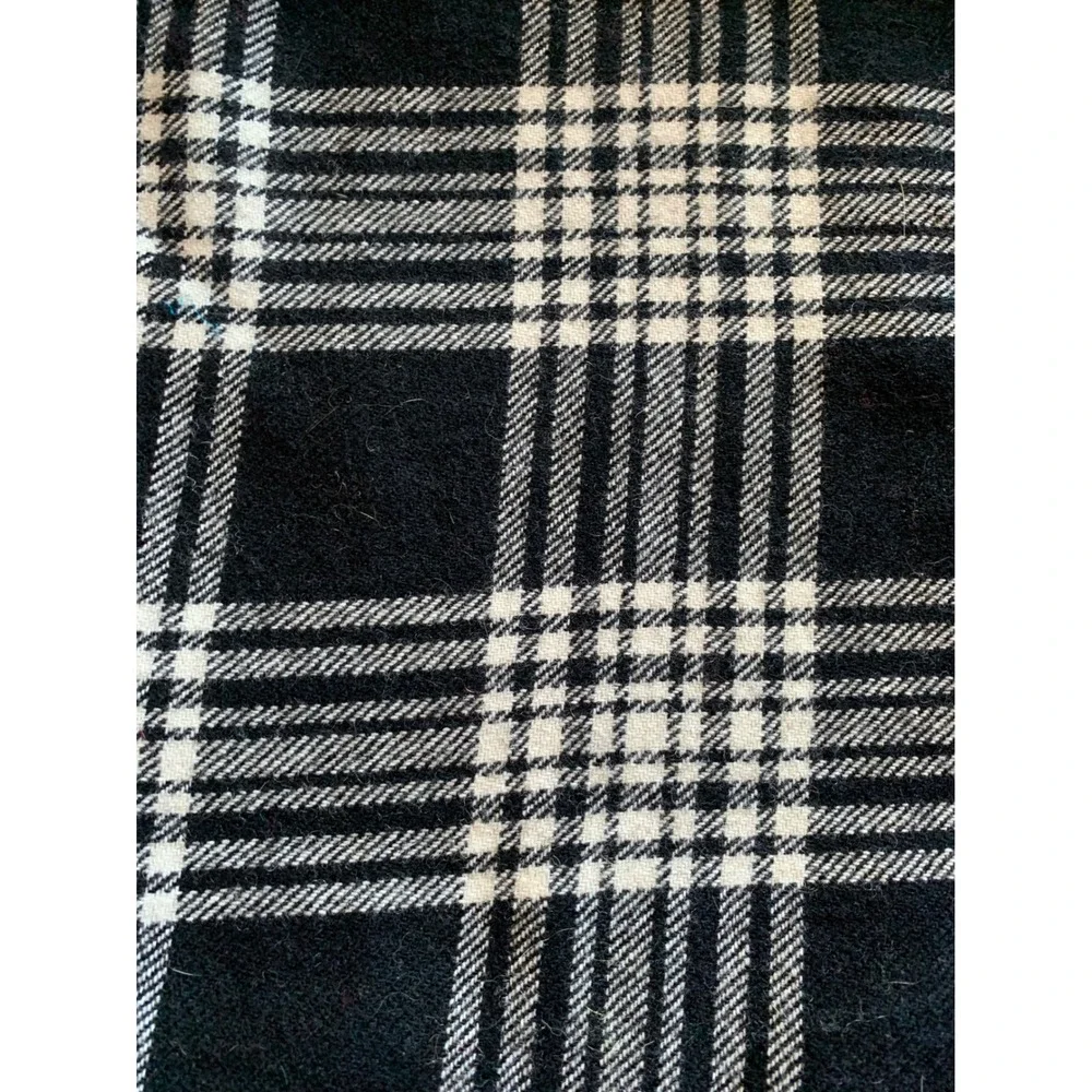 Black and White Plaid Wool  Rectangular Fabric Cut Piece 92x54